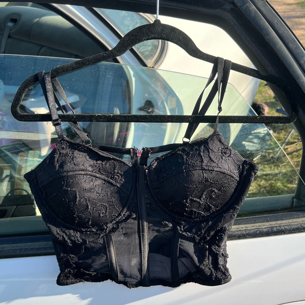 Black zip up corset top